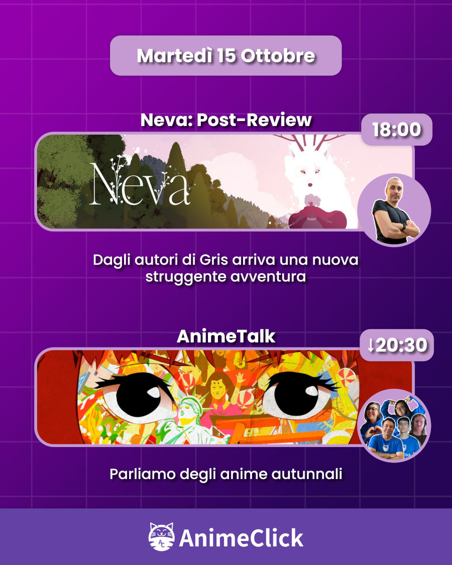 AnimeClick su Twitch: programma dal 14 al 20 ottobre AnimeClick su Twitch: programma dal 14 al 20 ottobre